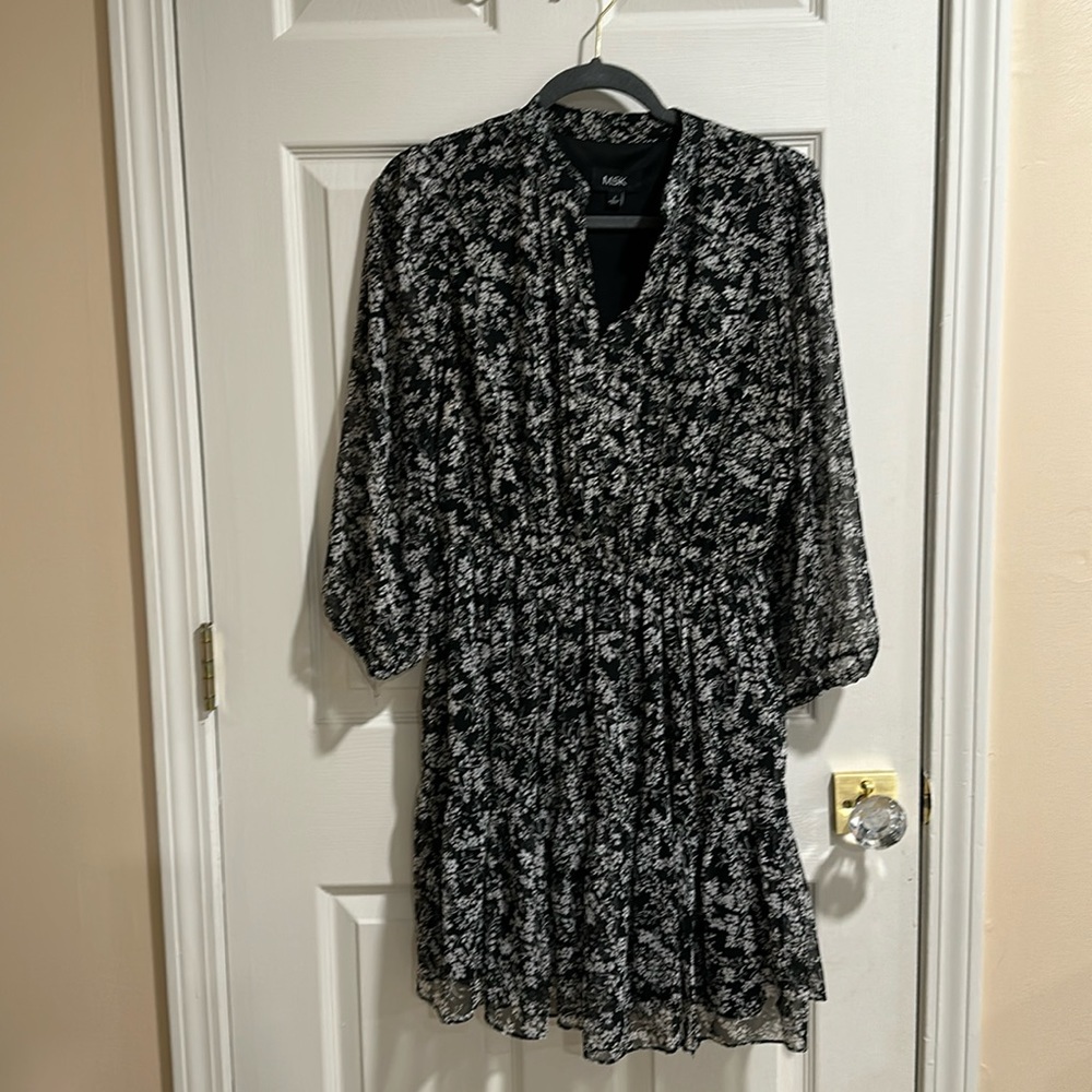 Black & Ivory Flounce Dress
